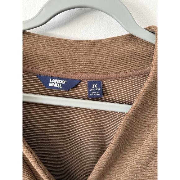 Vtg Lands' End Women's 3X Cotton V Neck Brown Pullover USA Ribbed - Picture 2 of 3